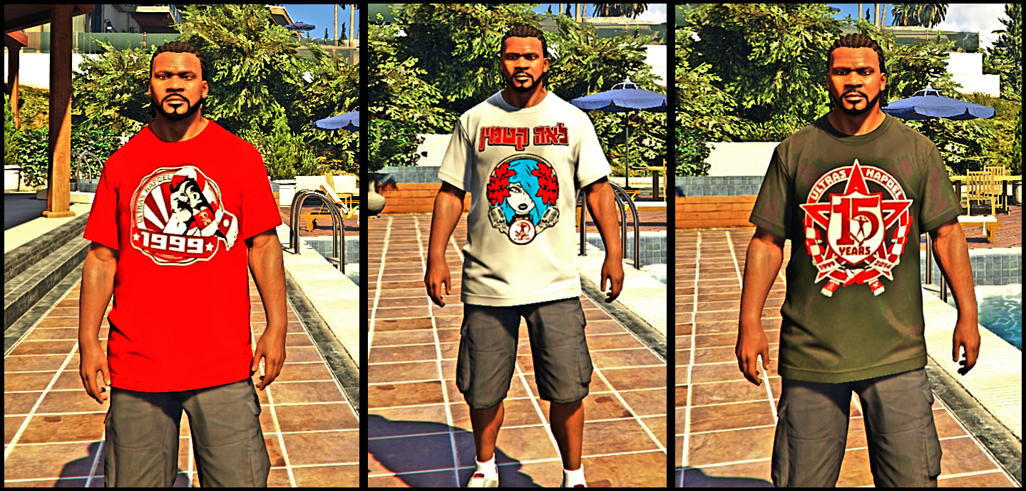 Ultras Hapoel T Shirts Pack For Franklin GTA5 Mods